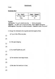 English worksheet: use of auxiliaries DO-DONT / DOES-DOESNT