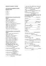 English worksheet: PRESENT PERFECT TENSE & SIMPLE PAST