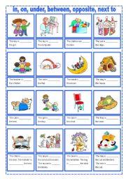 English Worksheet: Prepositions of place (two pages)