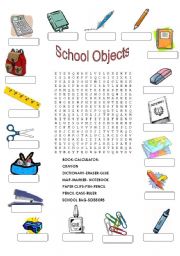 English Worksheet: SCHOOL OBJECTS