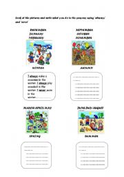 English Worksheet: months - always/never