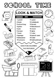 English Worksheet: School Time (2/2)