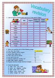 English Worksheet: Vocabulary revision