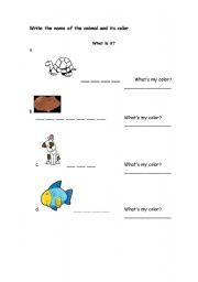 English worksheet: animals