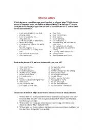 English Worksheet: Informal Letters