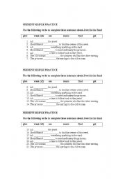 English worksheet: Simple Present Practice