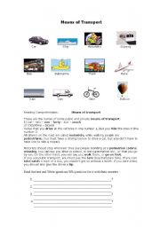English Worksheet: Means of transport