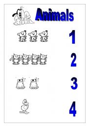 English worksheet: animals and numbers.
