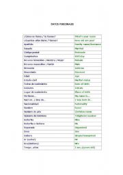 English Worksheet: datos personales