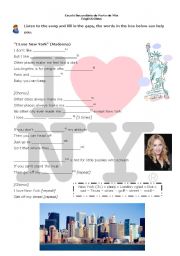 English Worksheet: I love new York, Madonna