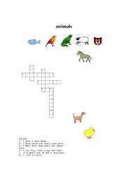 English worksheet: animal crossword