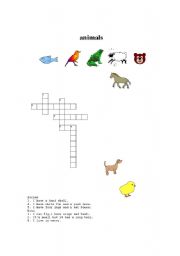 English Worksheet: animal crossword