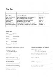 English worksheet: to be - elementary