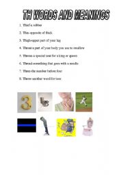 English Worksheet: TH words and meanings