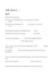 English worksheet: Lets Talk About .... Sport