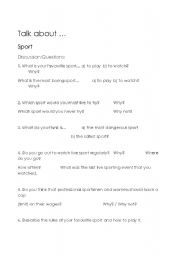 English Worksheet: Lets Talk About .... Sport
