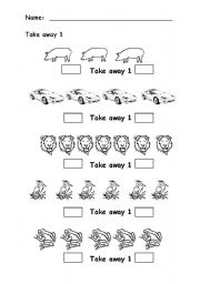 English worksheet: Take away 1