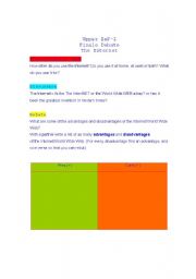 English Worksheet: Debate on the Pros and Cons Of the Internet