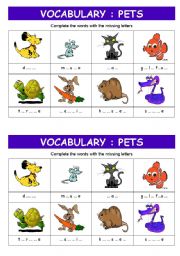 English Worksheet: PETS vocabulary