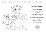 English Worksheet: READ AND COLOUR- reading comprehension and colouring
