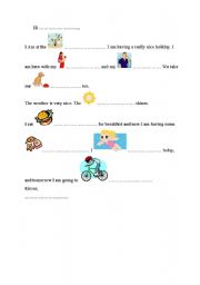 English Worksheet: postcard from holidays for kuids