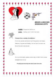 English worksheet: Bride and Groom Exhibition