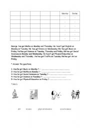 English Worksheet: weekly schedule