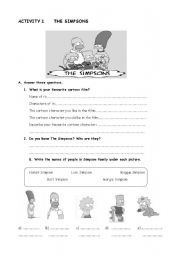 English Worksheet: The Simpsons