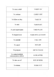 English Worksheet: Most common phrasal verbs (for FCE study) - Domino game