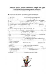 English Worksheet: revision : present simple, present continuous, simple past, past continuous and present perfect