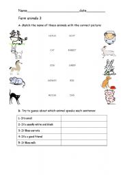 English Worksheet: Farm animals 3