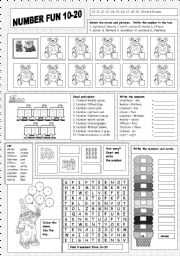 English Worksheet: Number Fun 10-20