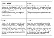 English worksheet: Telephone conv.role cards