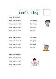 English Worksheet: How are you song
