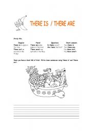 English Worksheet: There is - There are