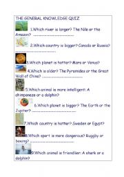 The General Knowledge Quiz just For Fun (and practice of comparative forms of adjectives)