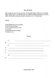 English worksheet: ABC Poems