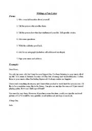 English worksheet: Fan Letter & Communicative Writing