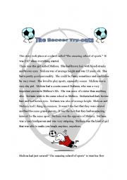 English worksheet: The Soccer Try-outs