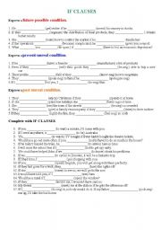 English Worksheet: IF CLAUSES ACTIVITIES
