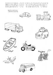 English Worksheet: Means of transport