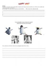 English Worksheet: Happy Feet Worksheet & Wordsearch