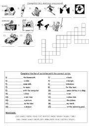 English worksheet: Actions crossword