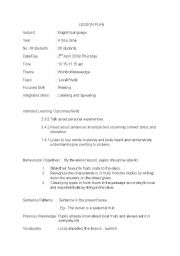 English Worksheet: lesson plan-local fruit