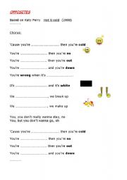English Worksheet: Opposites - based on Katy Perrys song: HotNcold