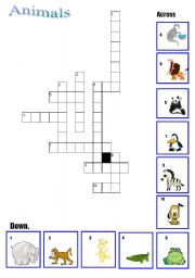 English Worksheet: Animal crossword