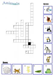 English worksheet: Animal crossword