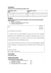 English worksheet: Punctuation and letter practice