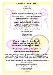 English Worksheet: TONGUE TWISTERS