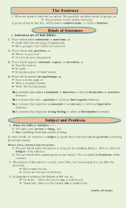 English Worksheet: The Sentence, The Subject and The Predicate 